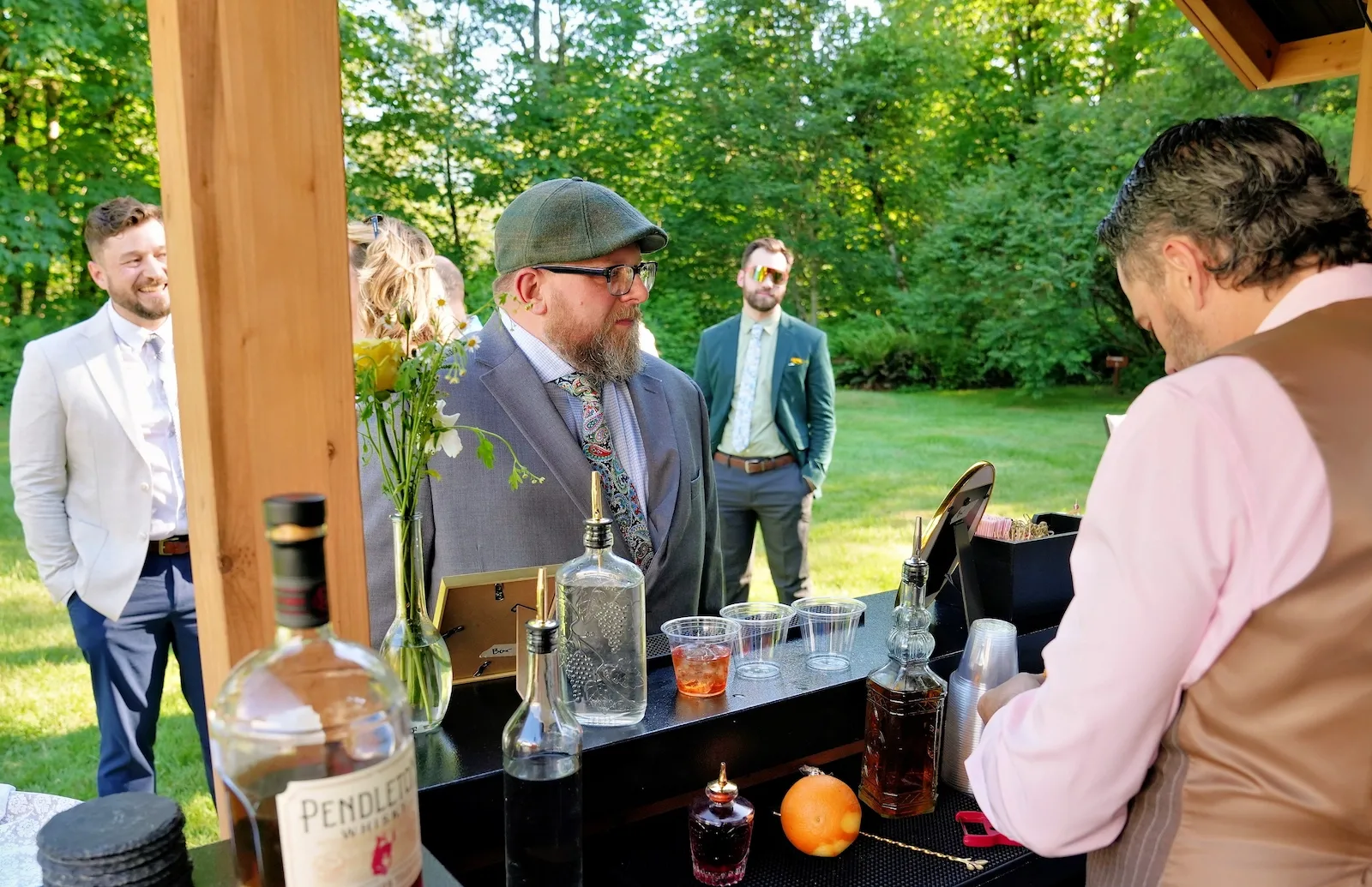 Guest ordering a classic old fashioned at a Spokane corporate happy hour